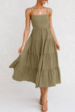 Zjkrl - Fashion Sweet Solid Split Joint Spaghetti Strap A Line Dresses
