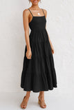 Zjkrl - Fashion Sweet Solid Split Joint Spaghetti Strap A Line Dresses