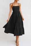 Zjkrl - Fashion Sweet Solid Split Joint Spaghetti Strap A Line Dresses