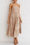Zjkrl - Fashion Sweet Solid Split Joint Spaghetti Strap A Line Dresses