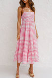 Zjkrl - Fashion Sweet Solid Split Joint Spaghetti Strap A Line Dresses