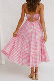 Zjkrl - Fashion Sweet Solid Split Joint Spaghetti Strap A Line Dresses