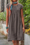 Zjkrl - Elegant Solid Fold O Neck A Line Midi Dresses(6 Colors)