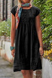 Zjkrl - Elegant Solid Fold O Neck A Line Midi Dresses(6 Colors)
