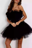 Zjkrl - Black Sexy Elegant Solid Patchwork Strapless Princess Dresses