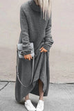 Zjkrl - Casual Solid Patchwork Turtleneck One Step Skirt Dresses(4 colors)