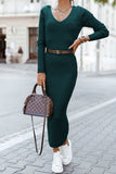 Zjkrl - Elegant College V Neck One Step Skirt Dresses(4 Colors)(Without  Belt)