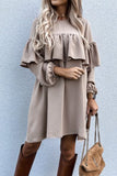 Zjkrl - Work Solid Fold O Neck Pleated Dresses(3 Colors)