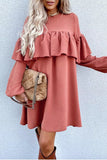 Zjkrl - Work Solid Fold O Neck Pleated Dresses(3 Colors)