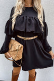 Zjkrl - Work Solid Fold O Neck Pleated Dresses(3 Colors)