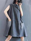 Zjkrl - Original Split-Joint With Pocket Denim Dress