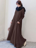 Zjkrl - Simple 6 Colors Plus Size Loose Long Sleeve Casual Dress