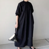 Zjkrl - Stand Collar Graceful A-line Long Dress