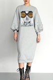 Zjkrl -  Bubble Sleeve Beaded Sequin Dress