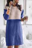 Zjkrl -  Loose Round Neck Paneled Mini Dress(5 Colors)