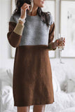 Zjkrl -  Loose Round Neck Paneled Mini Dress(5 Colors)