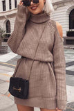 Zjkrl -  High Collar Dew Shoulder Sweater