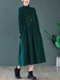 Zjkrl - Original Solid High-Neck Knitting Dress