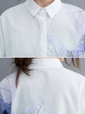 Zjkrl - Artistic Retro Floral Printed Buttoned Lapel Collar Short Sleeves Midi Shirt Dress