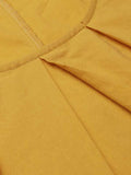 Zjkrl - Simple Solid Color U-Neck Pleated Short Sleeves Maxi Dress