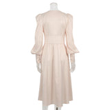 Satin Party Dress Single Breasted High Waist a Line Long Dress Deep v Neck Sexy Elegant Temperament Ol Style 2023 New Arrivals