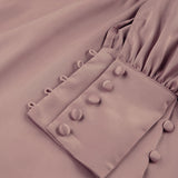 Satin Party Dress Single Breasted High Waist a Line Long Dress Deep v Neck Sexy Elegant Temperament Ol Style 2023 New Arrivals