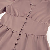 Satin Party Dress Single Breasted High Waist a Line Long Dress Deep v Neck Sexy Elegant Temperament Ol Style 2023 New Arrivals