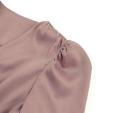 Satin Party Dress Single Breasted High Waist a Line Long Dress Deep v Neck Sexy Elegant Temperament Ol Style 2023 New Arrivals