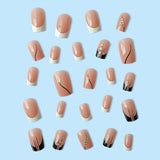 Zjkrl - 24 Pcs Pink Ballet False Nails With Glue Detachable French Wearable Press On Nails Acrylic Manicure Tips