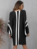 Zjkrl - Original Loose 4 Colors Striped Round-Neck Batwing Long Sleeves Sweater Dress