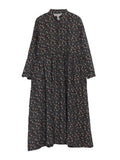 Zjkrl - Vintage Floral Stand Collar Midi Dress