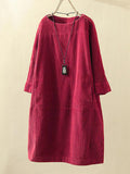 10 Colors Vintage Solid Color Split-Joint Mini Dress Corduroy Dress
