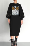 Zjkrl -  Bubble Sleeve Beaded Sequin Dress