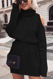 Zjkrl -  High Collar Dew Shoulder Sweater