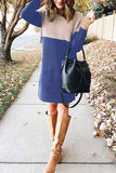 Zjkrl -  Loose Round Neck Paneled Mini Dress(5 Colors)