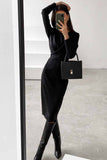 Zjkrl Fashion Long Sleeve Waist Midi Dress