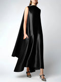 Zjkrl - Loose Sleeveless Solid Color Round-Neck Maxi Dresses