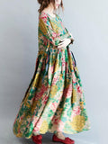 Zjkrl - National Style Flower Printed Long Dress
