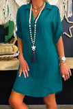 Zjkrl Roll Up Sleeve Shirt Dress