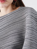 Zjkrl - Urban Loose Solid Color Tied Pleated Top&V-Back Vest Dress Two Pieces Set