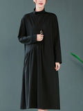 Zjkrl - Original Solid High-Neck Knitting Dress