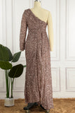 Zjkrl - White Celebrities Patchwork Sequins One Shoulder Trumpet Mermaid Dresses