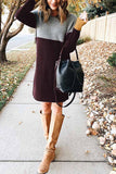 Zjkrl -  Loose Round Neck Paneled Mini Dress(5 Colors)