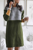 Zjkrl -  Loose Round Neck Paneled Mini Dress(5 Colors)