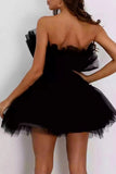 Zjkrl - Black Sexy Elegant Solid Patchwork Strapless Princess Dresses