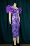 Zjkrl - Purple Fashion Sexy Print Patchwork Slit Off the Shoulder Evening Dress