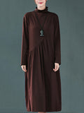 Zjkrl - Original Solid High-Neck Knitting Dress