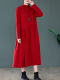 Zjkrl - Original Solid High-Neck Knitting Dress