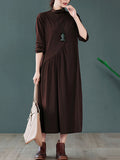 Zjkrl - Original Solid High-Neck Knitting Dress