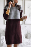 Zjkrl -  Loose Round Neck Paneled Mini Dress(5 Colors)